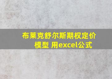 布莱克舒尔斯期权定价模型 用excel公式